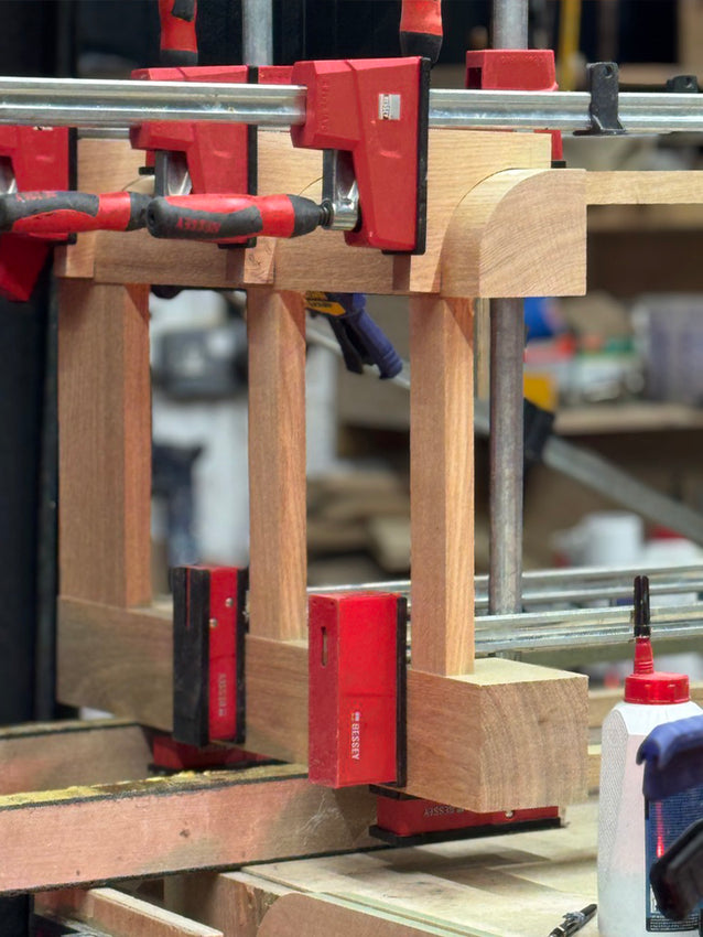Workshop - curved solid oak legs for a bespoke vanity unit