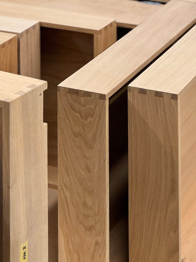 Workshop - dovetail solid oak drawers ready for oiling