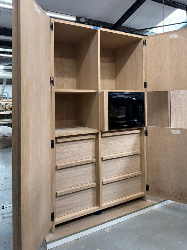 Workshop - the large larder with integrated microwave is coming together nicely