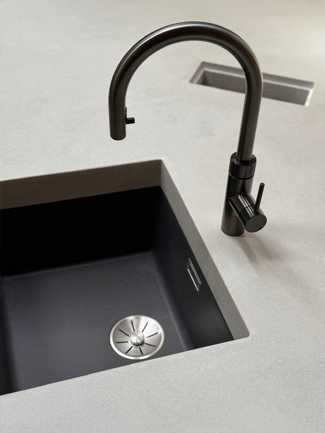 Maidstone - monochrome dreaming with a gunmetal Quooker tap and Blanco sink